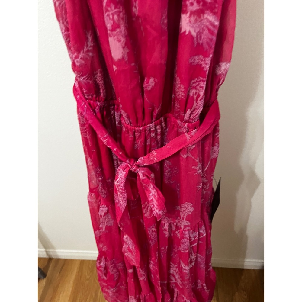 NWT Lulus Float to You Hot Pink Floral Print Halter-Neck Tiered Midi Dress Small - Picture 8 of 12